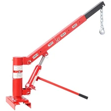 1000lbs Truck Hoist Crane Red Extension Lock Swivel Base Manual Hydraulic Lift