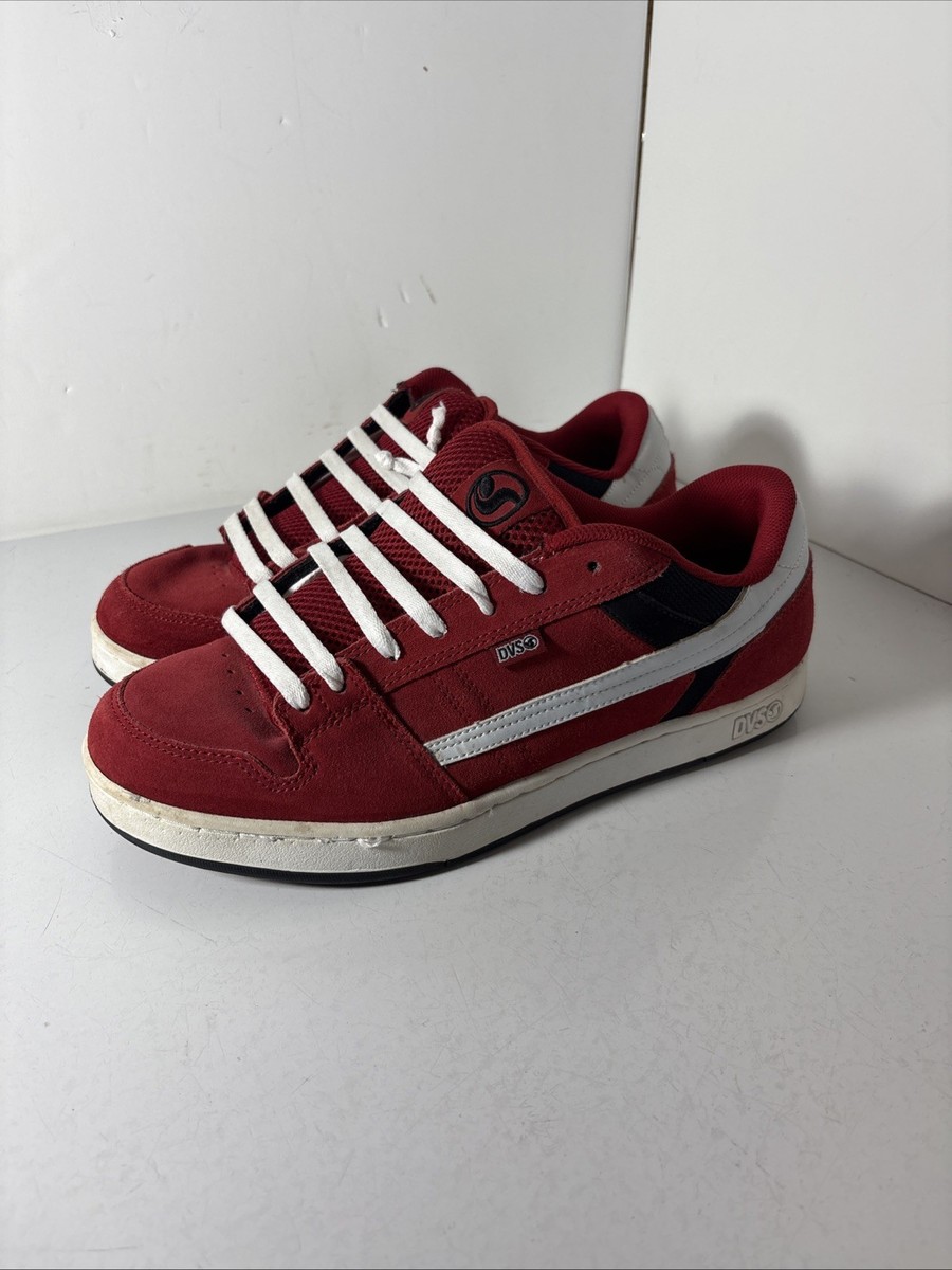 DVS Y2K Skate Board Shoes Red Suede White Stripe W/ Black  display picture 3