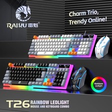 Rainbow LED Gaming Keyboard and Backlit Mouse Combo for Laptop PC Computer Game