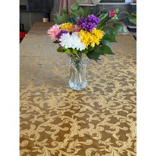Gold Damask Jacquard Wedding Banquet Rectangle Tablecloth Formal Decor 56x100