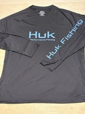 Huk Performance Fishing Shirt Men XL Long Sleeve Black Shirt Outdoor XL  NWT