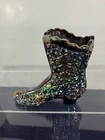 Fenton Amethyst Daisy and Button Carnival Glass Iridescent Boot