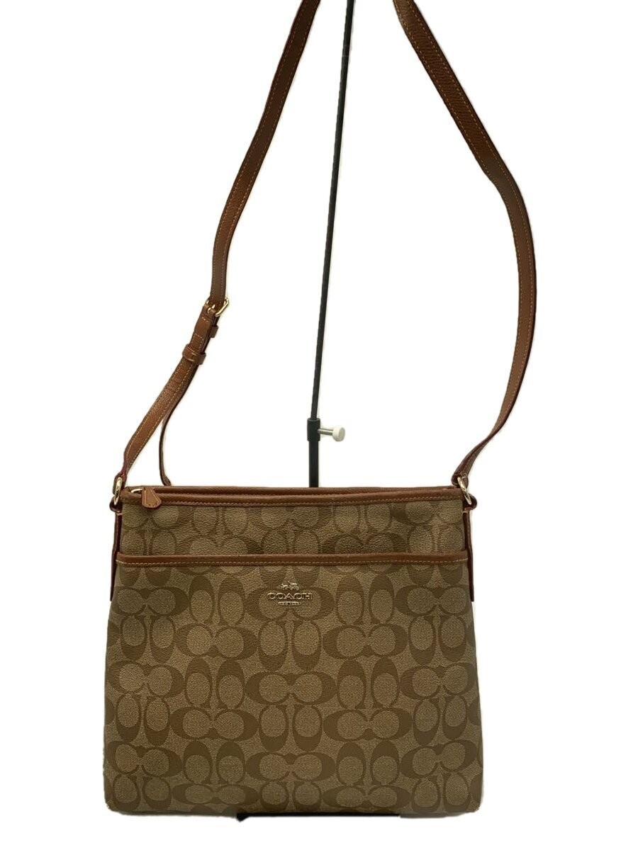 Coach Authentic Leather Shoulder Bag 4.5×27×31cm Pre-Owned