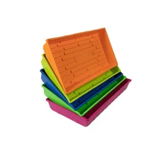 SUNPACK 10" x 20" Mega Plastic Seeding Tray, Multiple Colors, 2.5" (Pack of 5)