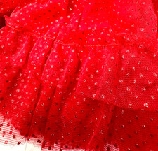 Baby Girl Toddler Tutu Can-Can Slip Skirt Red Gold Glitter Lined Sz 18 Months
