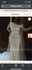 White Silver Sequin wedding dress with detachable train. 25