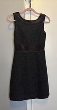 Tory Burch Wool Blend Business Dress Size 2 Velvet Waistband Charcoal Gray Lined