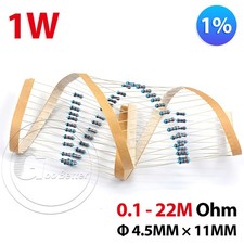 1W Metal Film Resistors 1 tolerance 0.1 ohm to 22M ohm available 50 pack