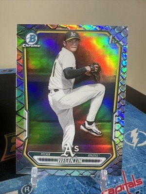 Wei-En Lin 2026 Bowman Chrome Prospect Reptilian Refractor 1st Athletics