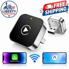 2-in-1 Wireless CarPlay Android Auto Adapter USB Plug  Play Dongle