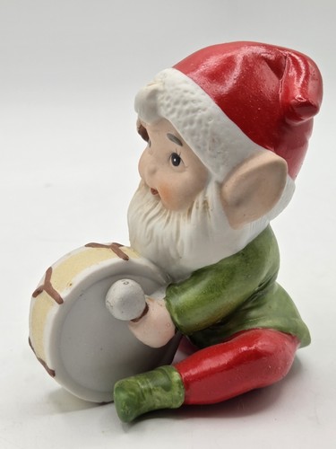 Vintage 3 Ceramic Homco Elves Santa Elf W/bear, Drum & Football - Picture 6 of 17