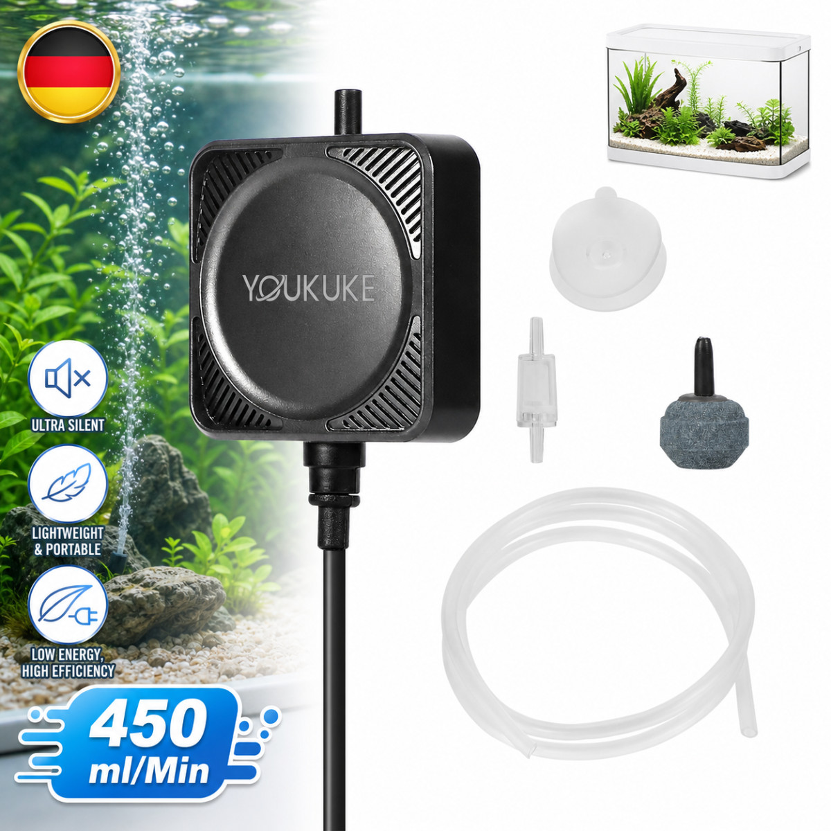 Pompa a membrana ultra silenziosa pompa ad aria per acquario 1W pompa ossigeno serbatoio pesci 1-15