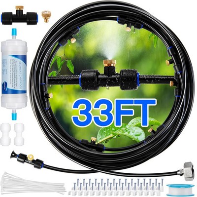Misters for Outside Patio with Water Filter - 33Ft(10M) Misting system Line 9 Br