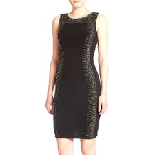 Calvin Klein Black Midi Dress Size 10 Studded Sparkly Cocktail Dry Clean Only