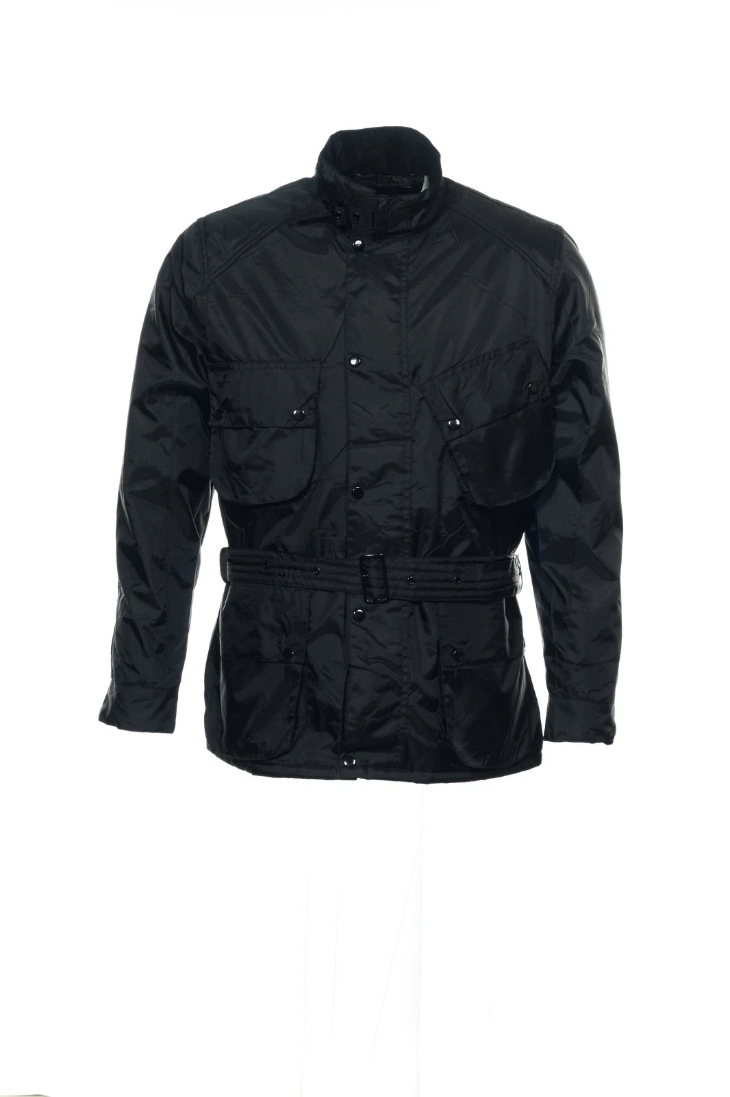 Samsonite Mens Rain Jacket M Black 100% Nylon Solid Belted Utility Windbreaker