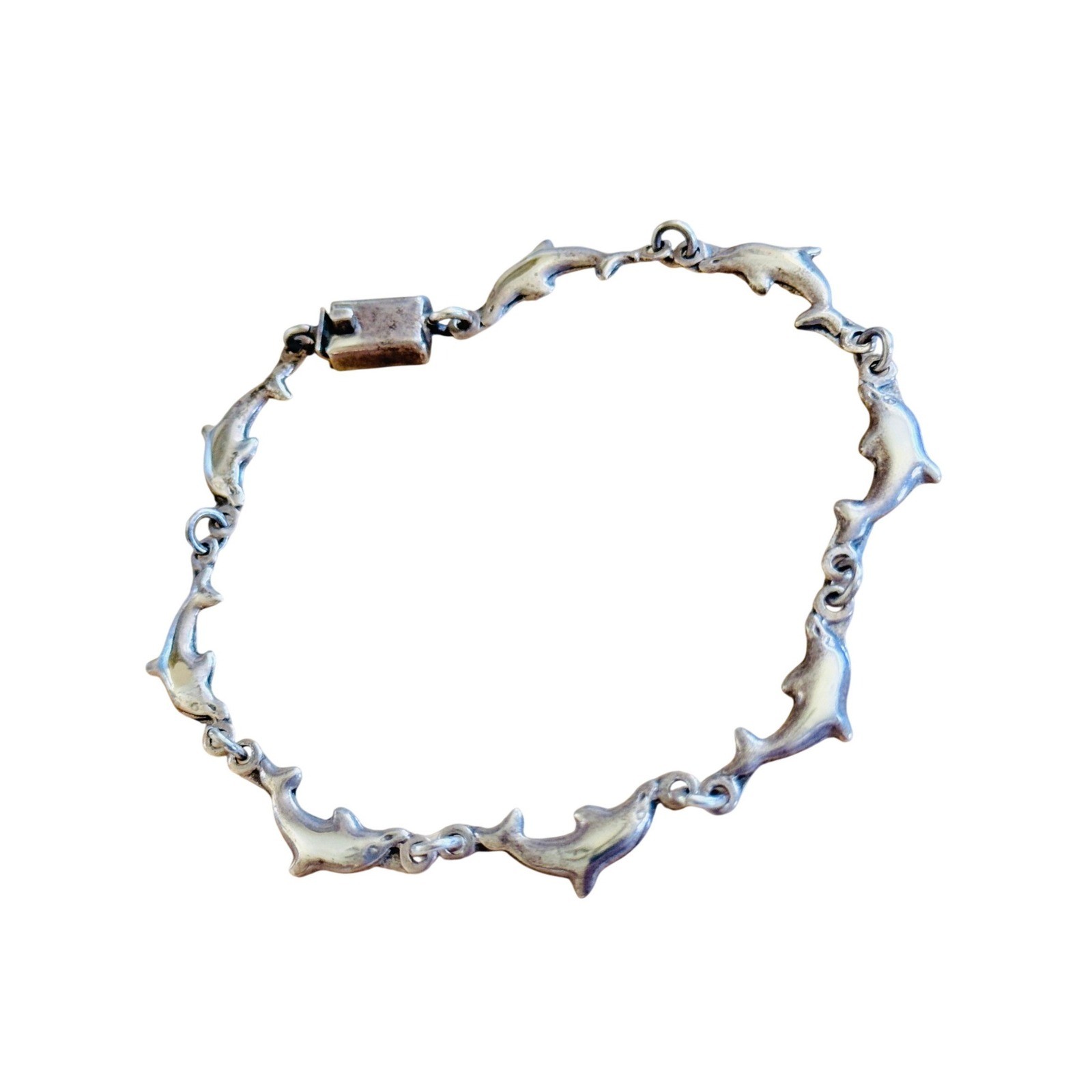 VTG 80s 70s Taxco Mexico Dolphin Bracelet Sterling Si… - Gem