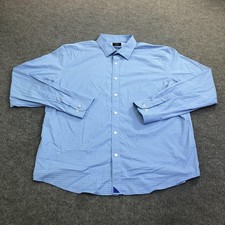 UNTUCKit Shirt Mens XL Blue Check Long Sleeve Stretch Button Up Nylon Casual