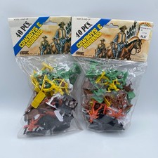 Vtg Cowboys  Indians Plastic 40 Pcs Set 3815 Fishel Hong Kong Sealed Lot of 2