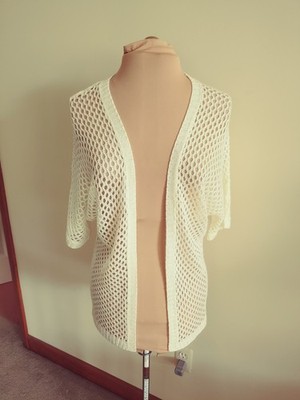 Debut Cardigan Women s  M/L Ivory Lightweight Open Summer Airy Breezy