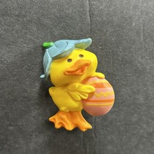 Vtg Hallmark Easter Duckling Pin Brooch Chick Duck w/ Easter Egg Spring #2