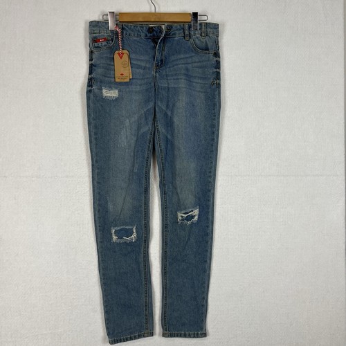 Women's Lee Cooper Jeans – Size 14 Mid Rise Distressed Blue Denim Casual Trendy