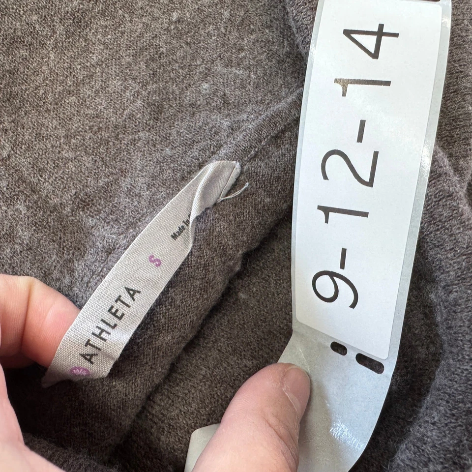 Suéter Athleta Mujer Pequeño Marrón Capucha Cuello Manga Larga Algodón Mezcla Lana Foto 3 de 4