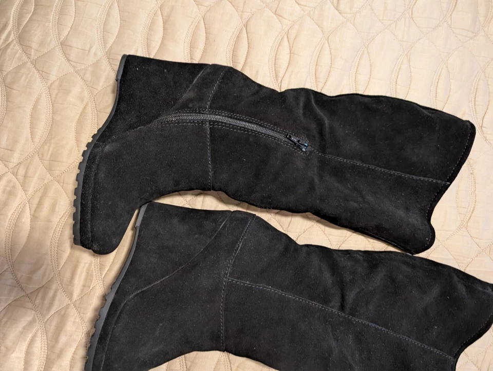 Vaneli Botas Altas de Cuero Suave Negras 8 Tacones Altos Geniales Chic Moda Declaración  Foto 4 de 4