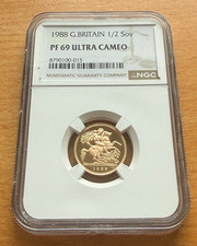 Great Britain 1988 Gold 1/2 Sovereign NGC PF69UC