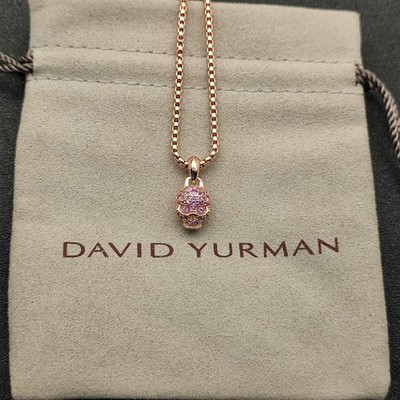 DAVID YURMAN 18K DIAMOND & RUBY MEMENTO MORI SKULL PENDANT NECKLACE