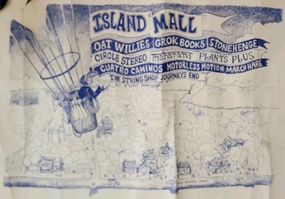 1974 ISLAND MALL Poster by Charlie Loving Austin Texas OAT WILLIE'S GROK BOOKS +