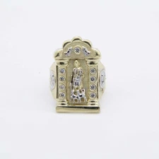 CZ Diamond-Cut The Good Shepherd Jesus Ring Solid 10K Yellow White Gold