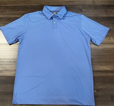 FootJoy Men's Large Light Blue Athletic Fit Golf Polo Short Sleeve Shirt
