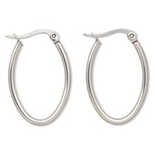 Sleek Silver Surgical Stainless Steel 304 Grade Silver Hoop Earrings 28x20mm