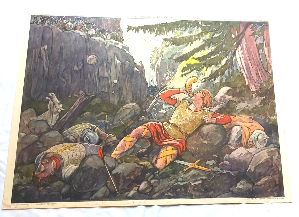 Lot 13 Affiches Scolaires Rossignol  Histoire de France dans leur cadre en bois - Photo 2/4