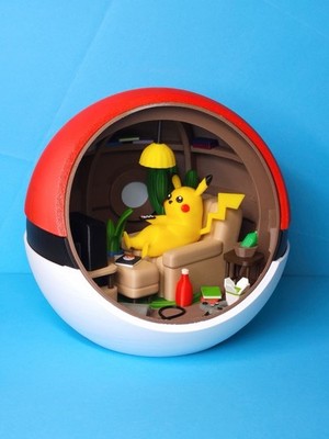 Custom 3D Printed Pokémon Pokéball Diorama   Pikachu Luxury Suite