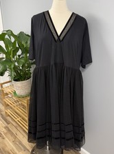 Eshatki Wayward Fancies Black Midi Dress 5X 32W Mesh Velvet Fairy Goth