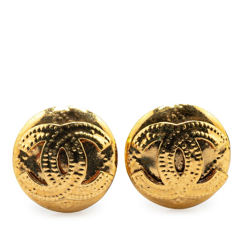 Chanel Vintage Coco Mark Gold Plated Earrings 675814