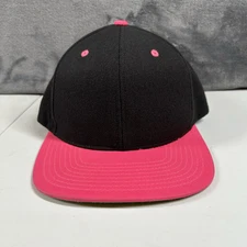 Yupoong Classics Blank Snapback Hat Cap Mens Black Pink Acrylic Wool Adjustable
