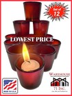PACK OF  12 RED  GLASS VOTIVE CANDLE HOLDERS USA MADE QUALITY OVERSTOCK AMAZON