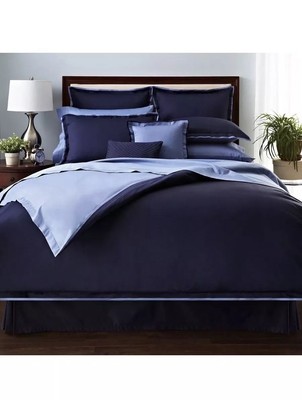 Hudson Park King Duvet Cover 800tc Egyptian Cotton Navy 2euro