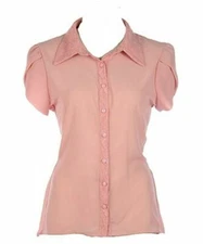 G2 CHIC WOMEN'S LACE BACK TULIP HIGH-LOW BLOUSE, PINK, SMALL