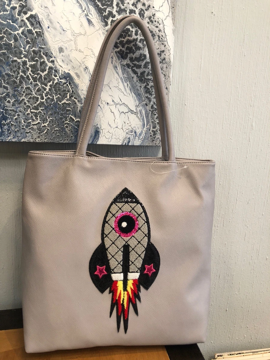 NEW Betsey Johnson Rocket ship Tote Handbag Patch Sparkle New eBay