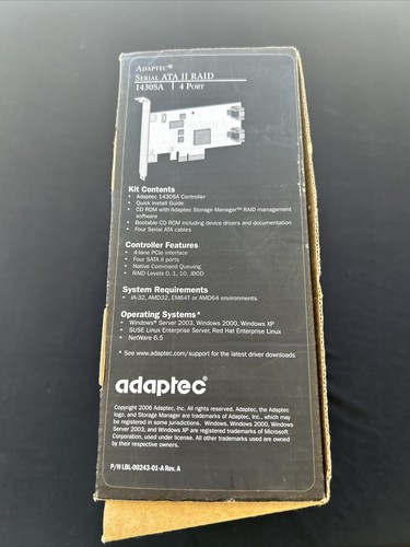 Adaptec AAR-1430SA 4-Port SATA RAID Controller Adapter Card PCI-e PCA-00251-01-B - Picture 8 of 8