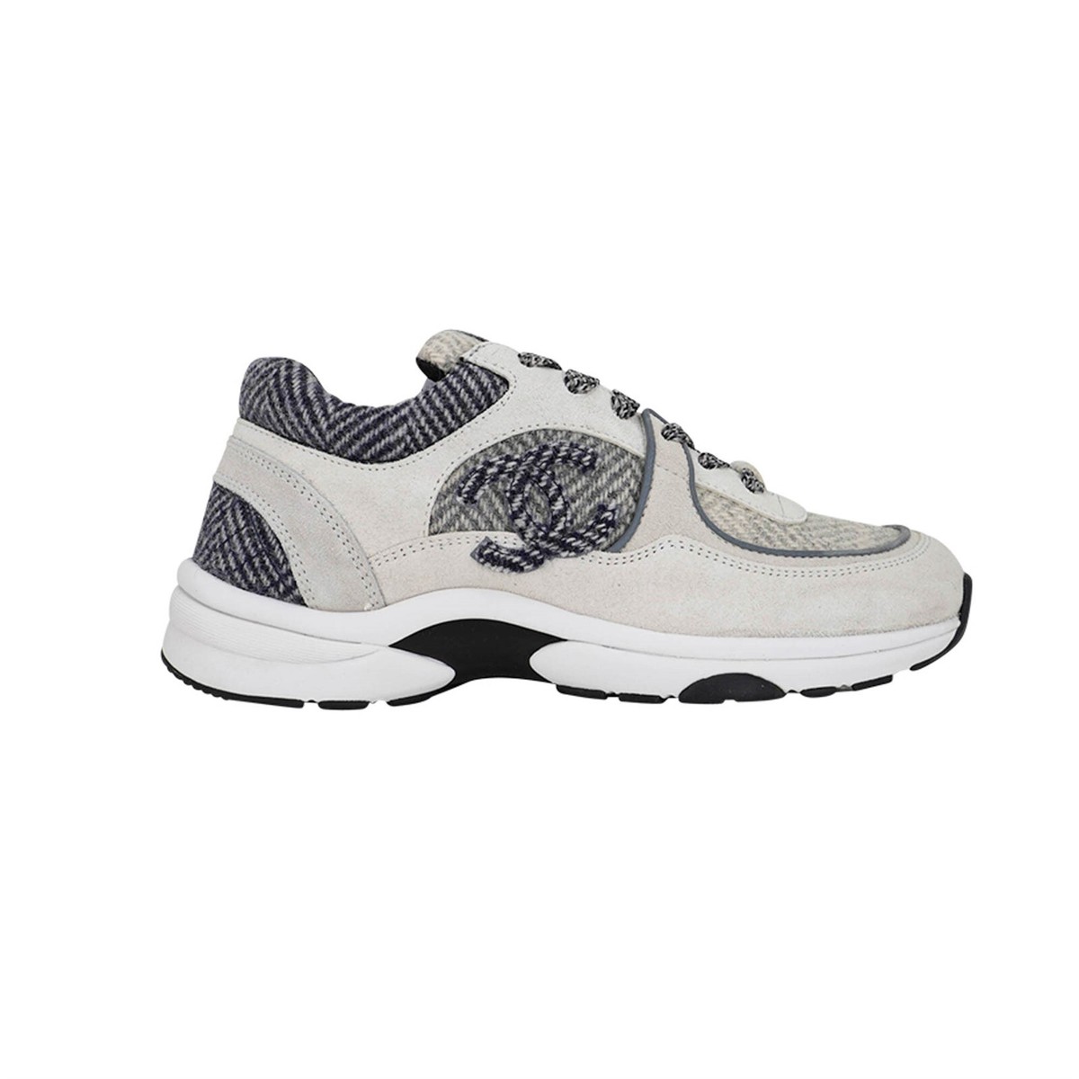 Chanel Sneaker Gray Tweed Low Top 37.5 / 7.5 New | eBay