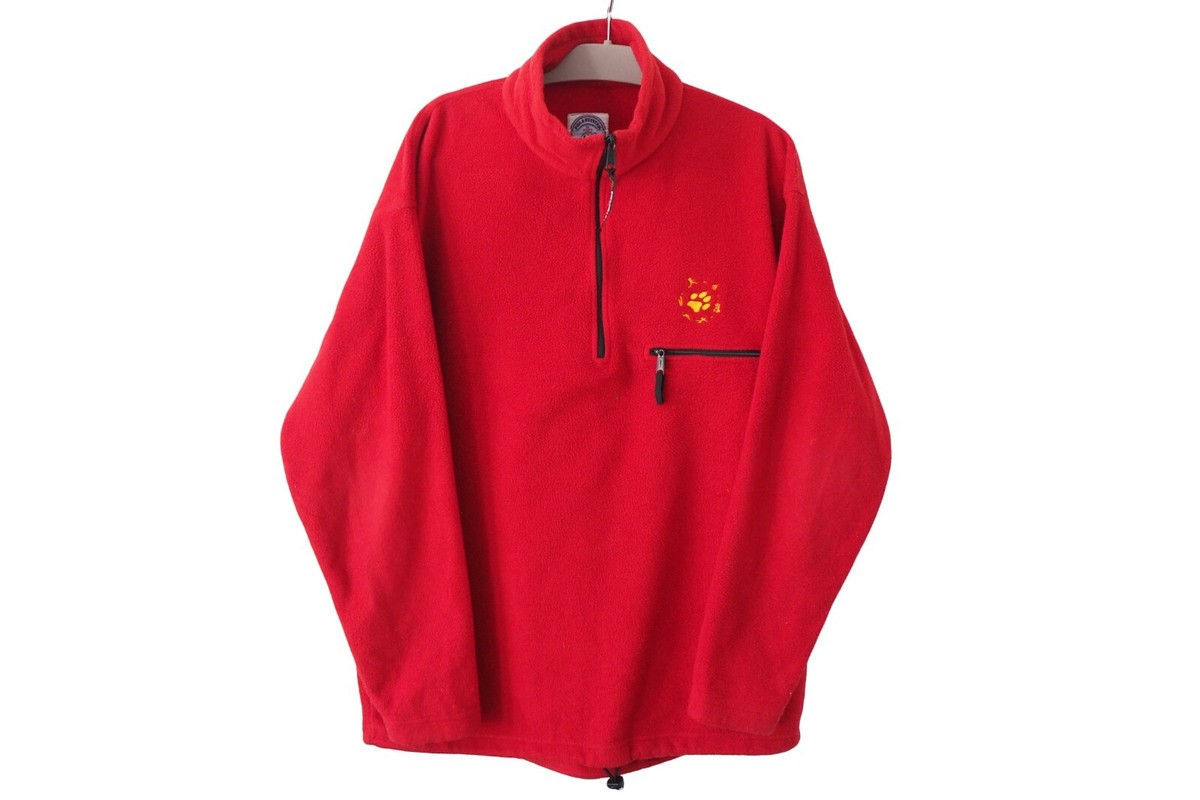 Jack Wolfskin - 未使用に近い Jack Wolfskin フリース Lサイズ Vintage JACK WOLFSKIN Fleece Sweater 1/4 Zip Size XL red big