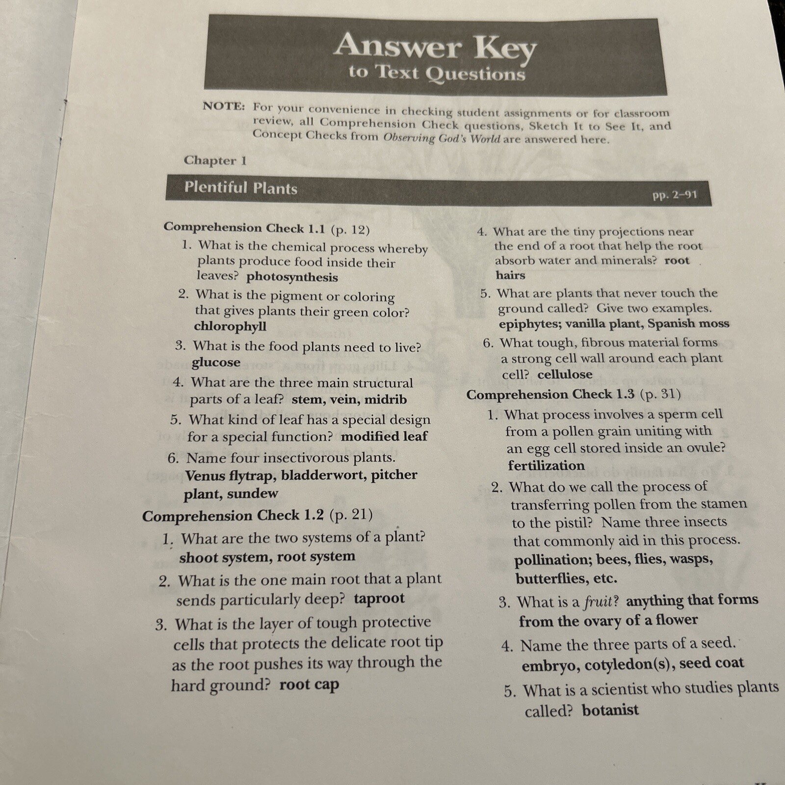 Abeka Homeschool Observing God's World Science Answer Key Jack Ringer
