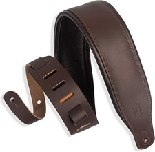 Levy's Leathers 3" Wide Leather Guitar Strap with Foam Padding; Dark Brown