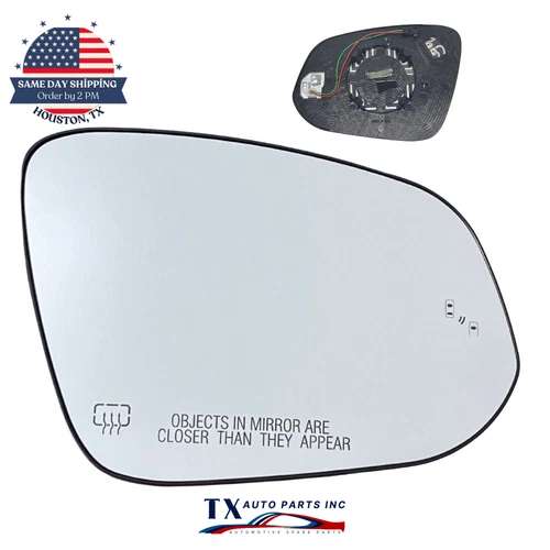 Side Mirror Glass for 2014-2019 Toyota Highlander Passenger Side with BSM Heated