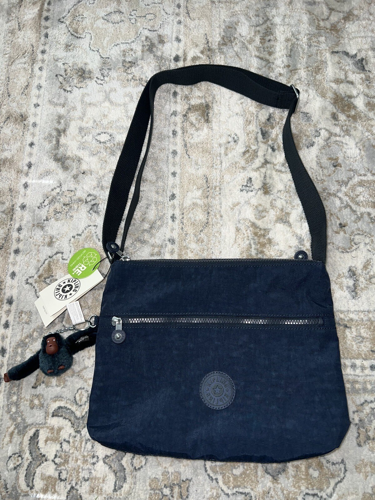 NWT Kipling Annabelle Crossbody Bag Double Zip Nylon True Blue Tonal