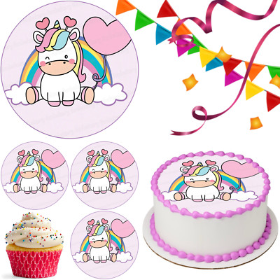 Einhorn Regenbogen Tortenaufleger Party Deko essbar Geburtstag Feier Cupcake